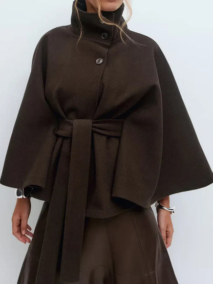 | Wool-Blend Cape Coat