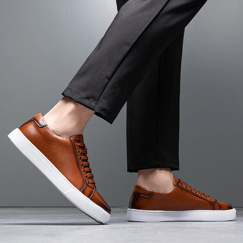 Leather Low-Top Sneakers | Contrast Sole | Maison Collection