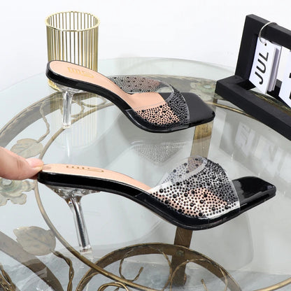 Summer Rhinestone Thin Heel High Heel Sandals Luxury Designer 8.5CM