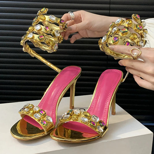 Crystal Ankle Strap Woman Sandals