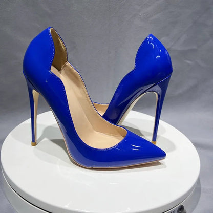 Black Patent Pointed Toe Stiletto High Heels for Women