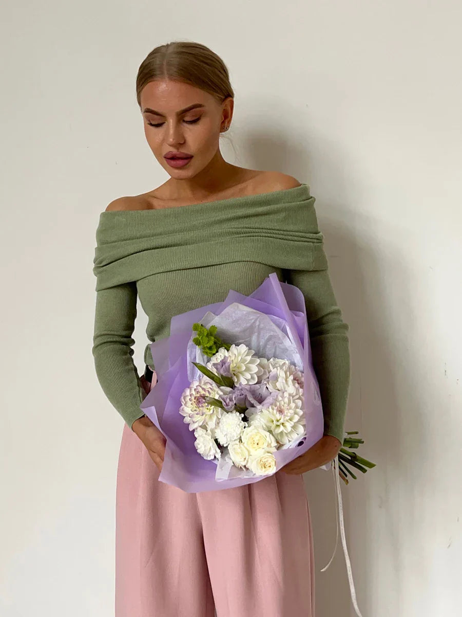 | Off-Shoulder Knit Top