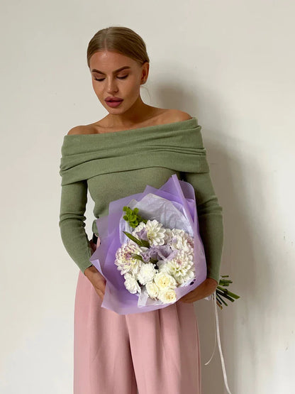 | Off-Shoulder Knit Top