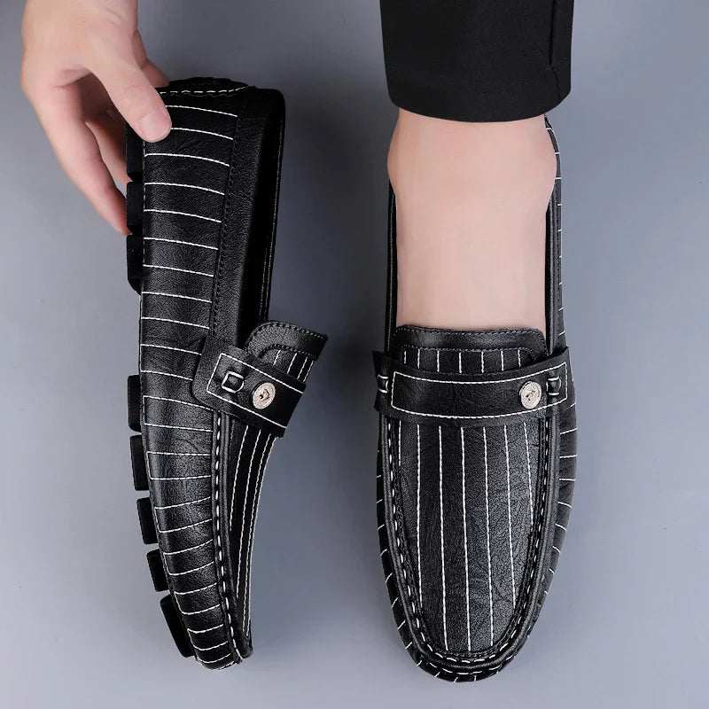 Maison Leather Loafers | Pinstripe Detailing