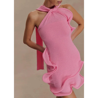 Lace Halter Neck Sleeveles Bodycon Dress