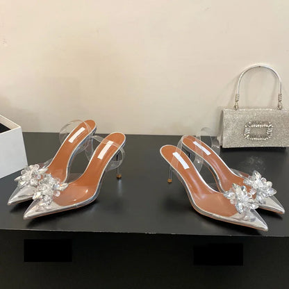 Slingback Pointed Toe Transparent PVC Women Pumps