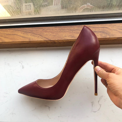 Khaki Brown Matte Pointed Toe Stiletto High Heels for Women