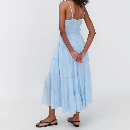Front Tie Ruffled Slip Cami Vacation Dress