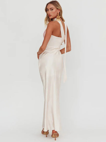 Halter Print Off-shoulder Strapless Sleeveless Vacation Dress