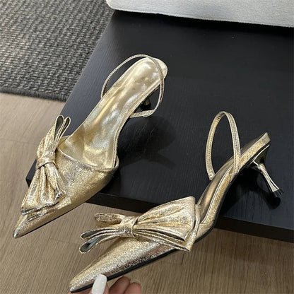 Butterfly-knot Pointed Toe Thin Heel Pumps for Women