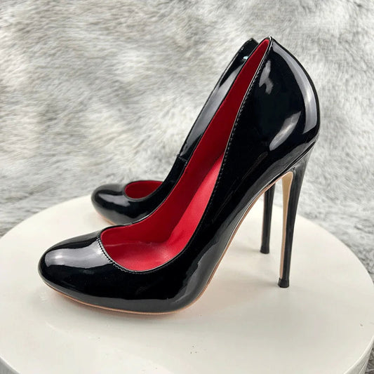 Black Round Toe High Heel Formal Dress Shoes for Elegant Women