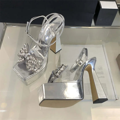 PVC Transparent Butterfly-knot Open Toe Women Sandals for Summer Fashion