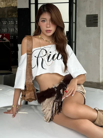 Biased Collar Mini Crop Top