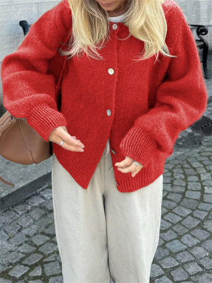 Fuzzy Button Down Knit Warm Cardigan