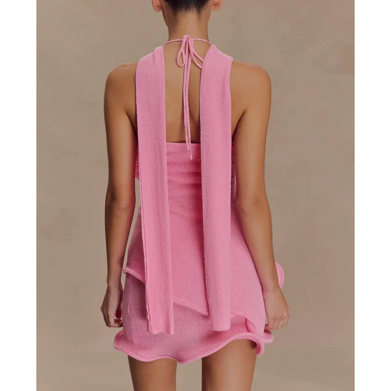 Lace Halter Neck Sleeveles Bodycon Dress