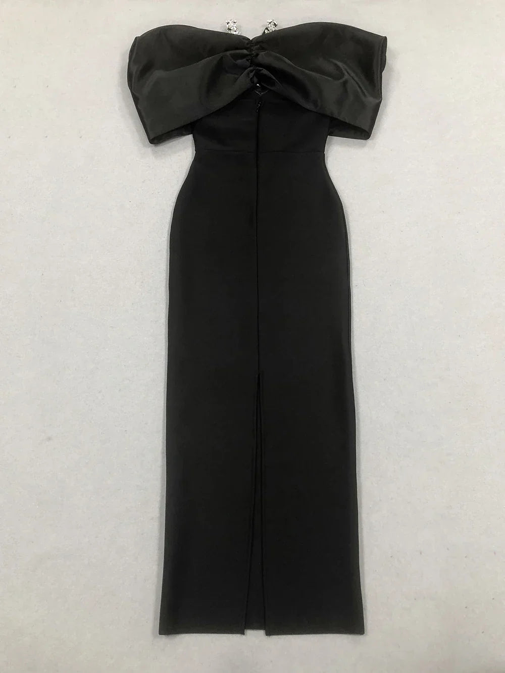 Pleated Strapless Bow Ankle Length Dress
