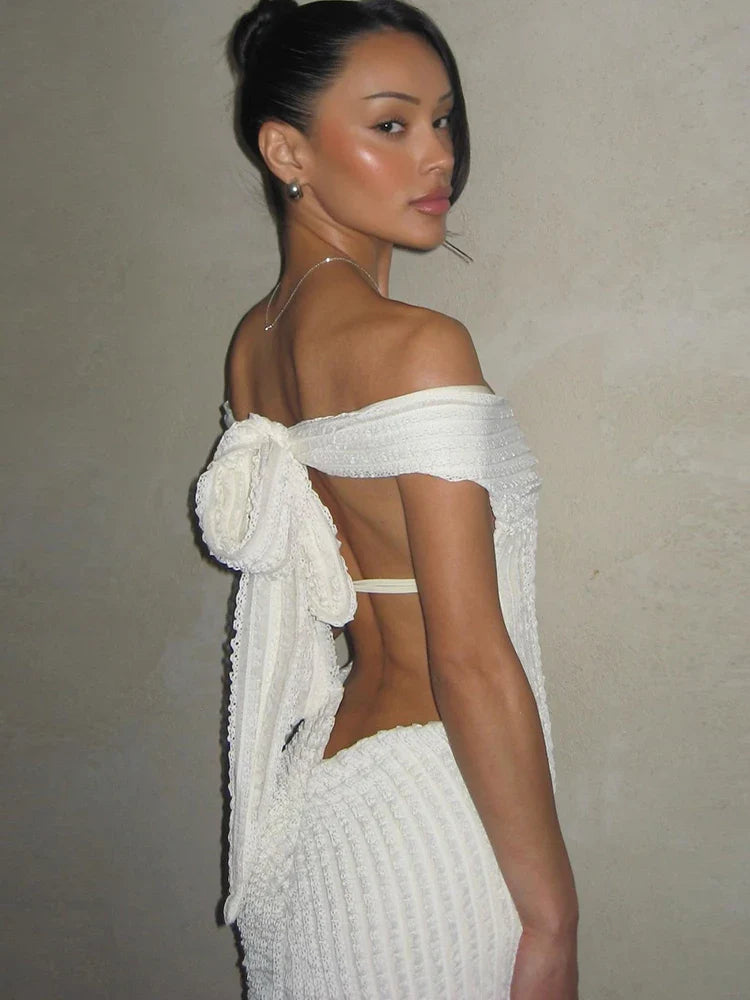 Strapless Patchwork Lace-Up Party Dress