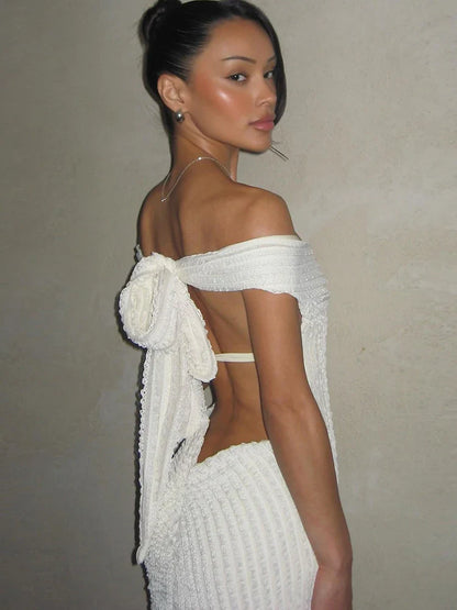 Strapless Patchwork Lace-Up Party Dress