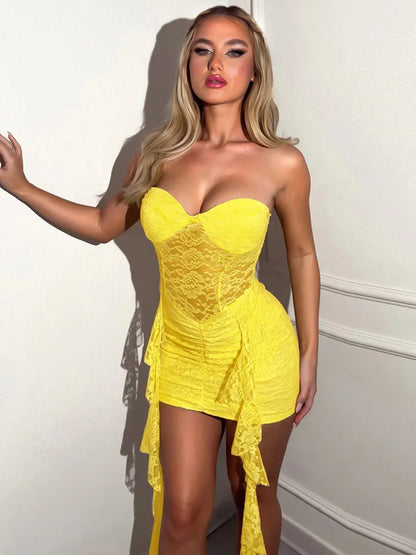Lace Draped Off Shoulder Bodycon Dress
