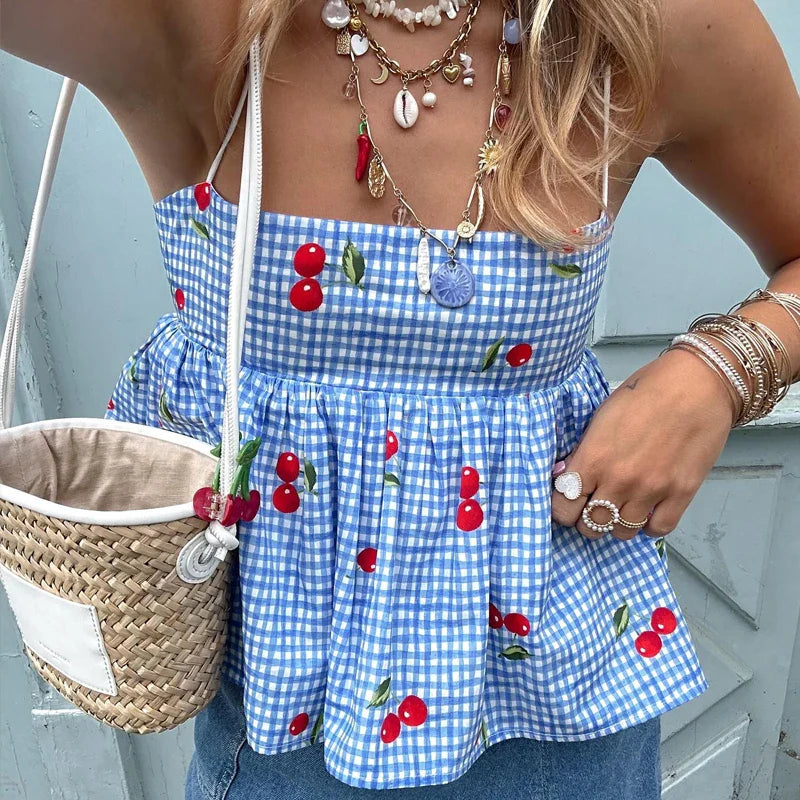 Cherry Gingham Top