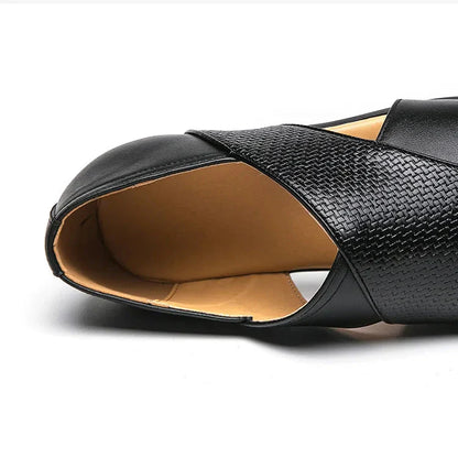 Genuine Leather Loafers | Cross-Strap Detail | Slip-On