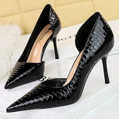Patent Leather Women Pumps 8 Cm Stilettos for Banquets and Parties