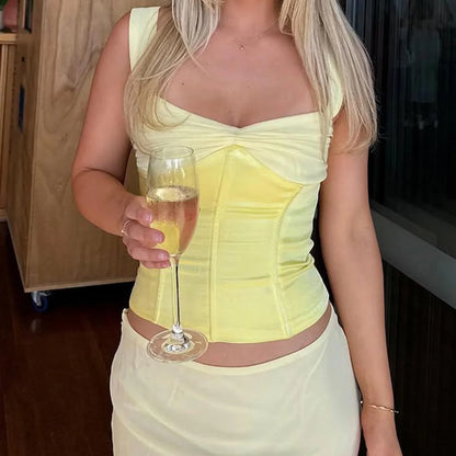 Corset Contrast Straps Crop Top