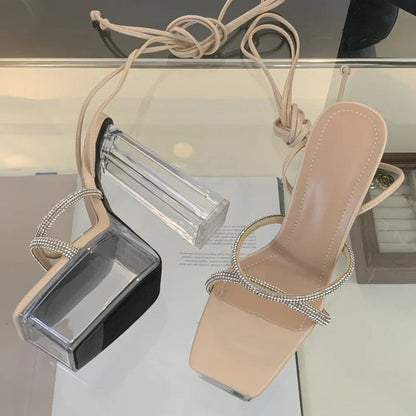 Crystal Clear Platform High Heel Sandals for Women