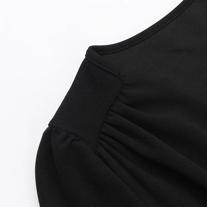 Plunging V-Neck Puff Sleeve Tiered Ruffle Mini Dress