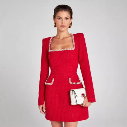 | Tweed Pearl Trim Blazer Mini Dress