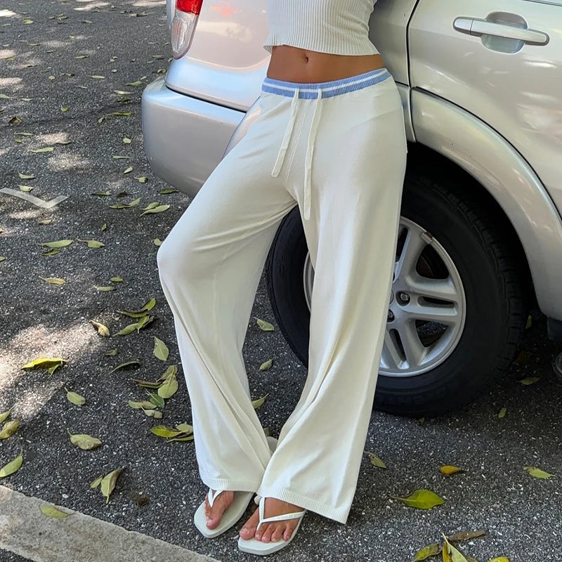 Contrast Knit Drawstring Pant