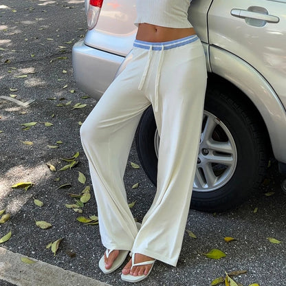Contrast Knit Drawstring Pant