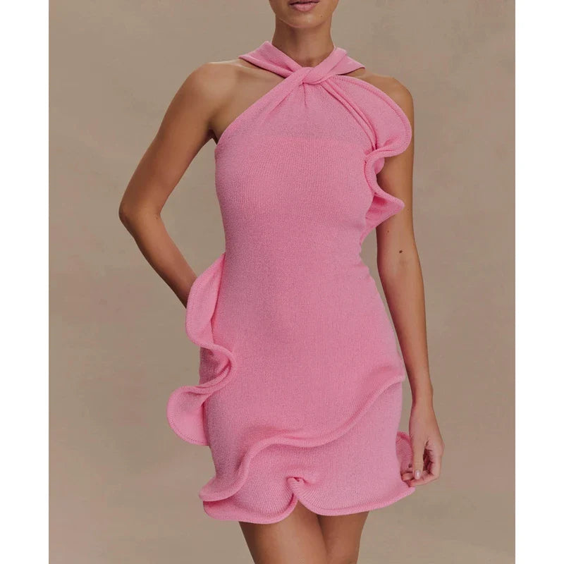 Lace Halter Neck Sleeveles Bodycon Dress