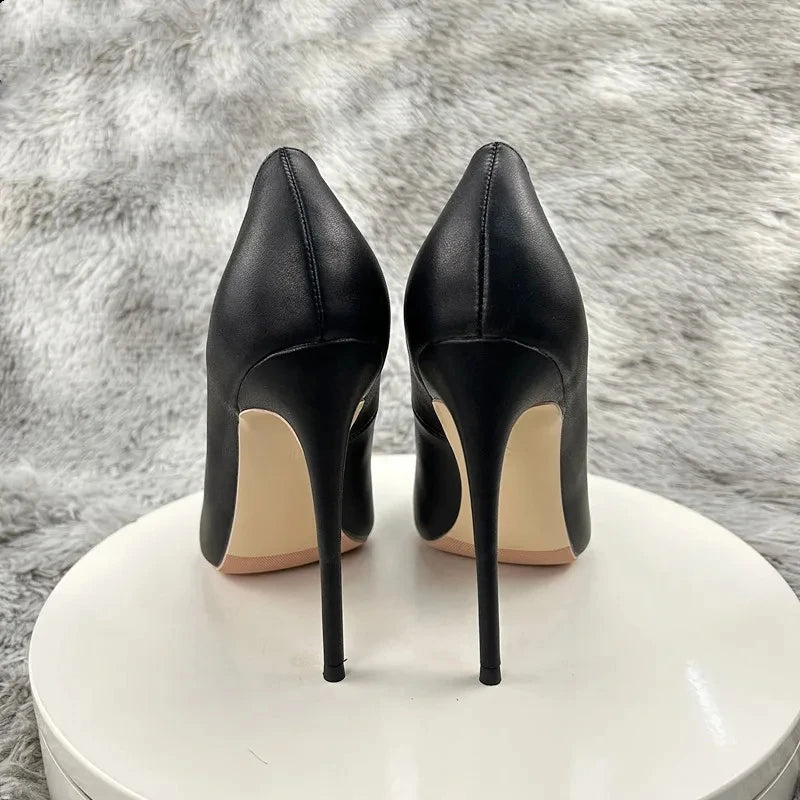 Black Matte Women Sexy Cute Round Toe High Heels - 10cm or 12cm