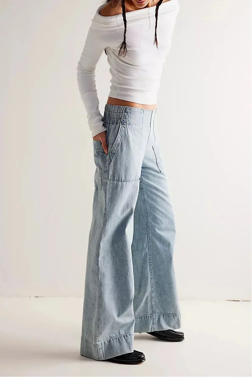 | Wide-Leg Denim Jeans