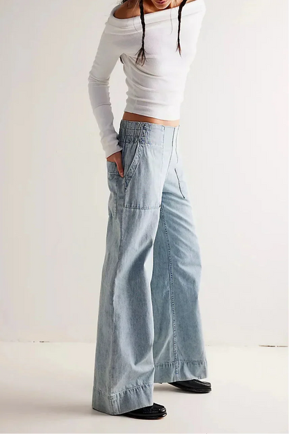 | Wide-Leg Denim Jeans
