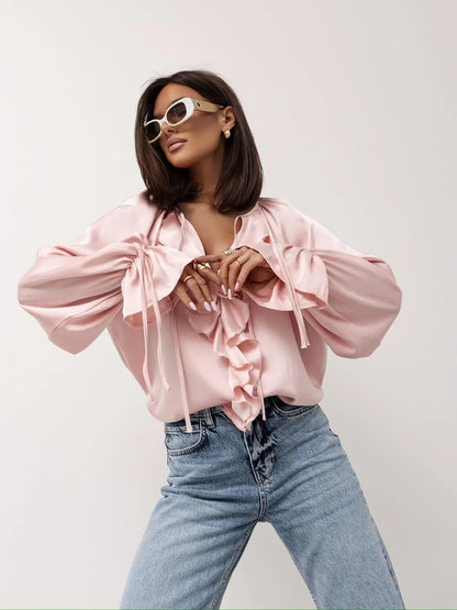 | Satin Ruffle Blouse
