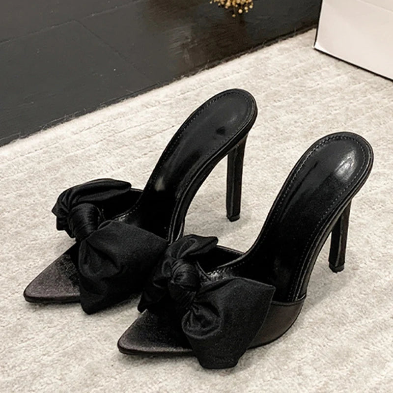 Pointed Toe Mules High Heels Slipper for Summer Party Banquets