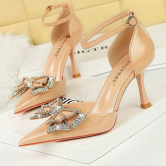 Luxury High Heel Rhinestone Bowknot Sandals for Women