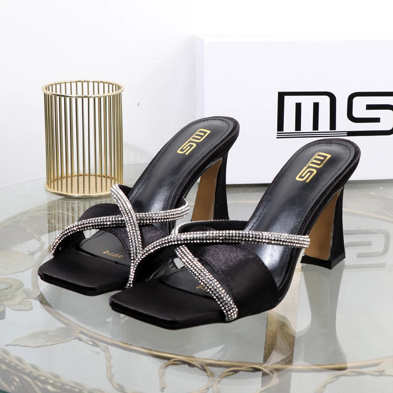 Luxury designer stiletto heels with rhinestones for plus size women
