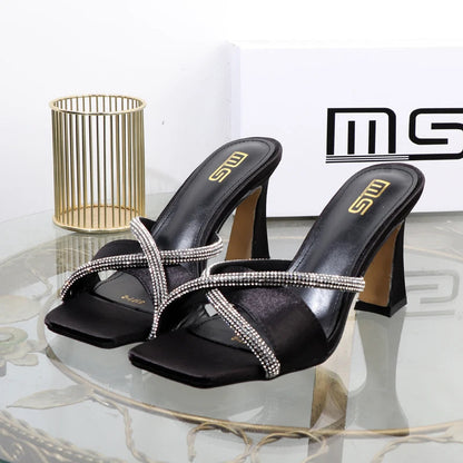 Luxury designer stiletto heels with rhinestones for plus size women