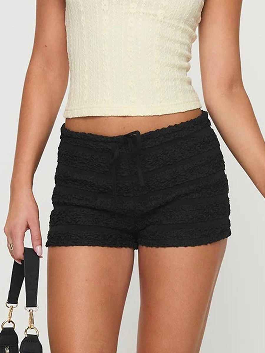 Textured Tie-Up Bohemian Short