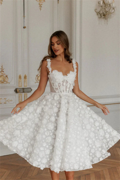 Lace V Neck Knee A-Line Vacation Dress