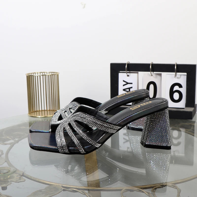 Luxurious Hollowed Out High Heel Slippers for Summer Fashion