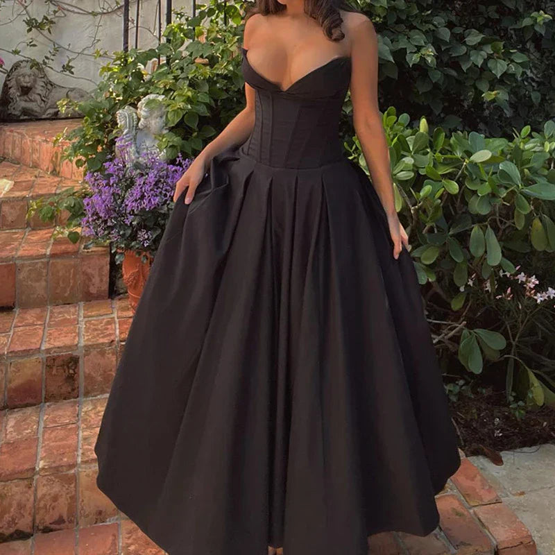 Elegant Multi Color Slim Long Dresses Ladies Sexy V Neck Wrap Chest Waist Party Dress Fashion Hollow Off Shoulder Pleated Dress