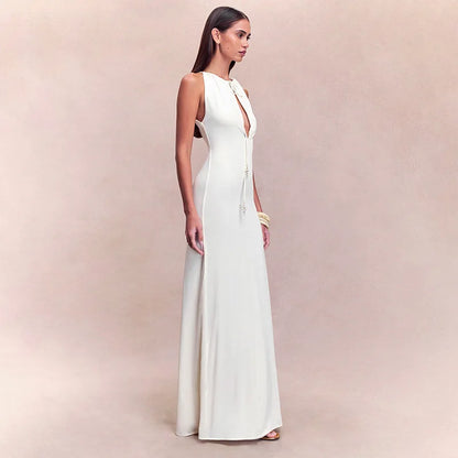 Hollow Lace Up Backless High-Waist Prom Dress