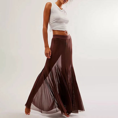 Vintage Sheer Mesh Ruffle Skirt