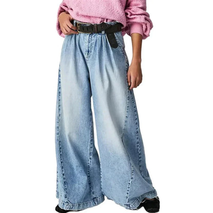 | Pleated Wide-Leg Jeans