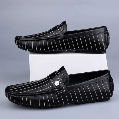 Maison Leather Loafers | Pinstripe Detailing