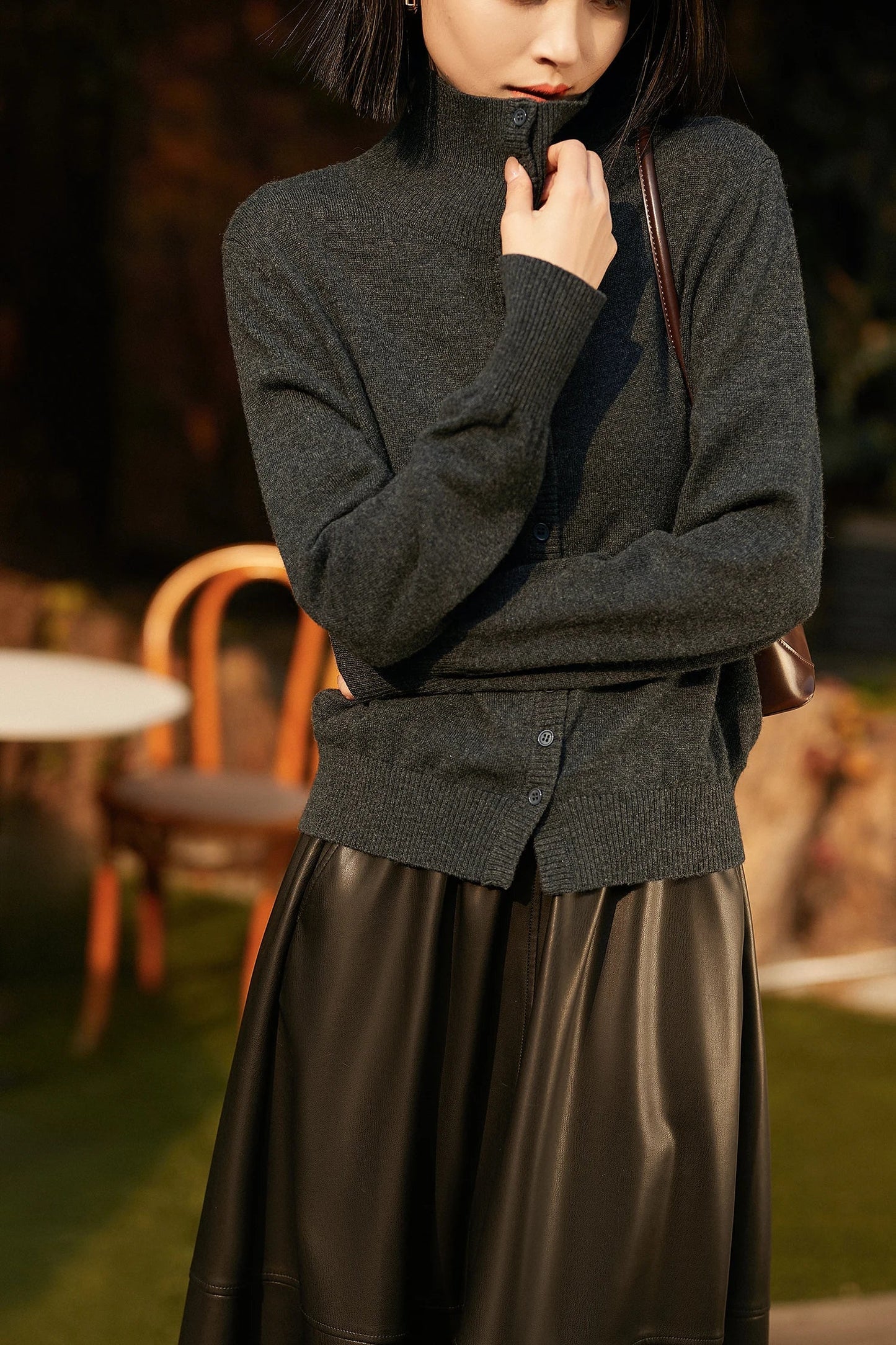 | Cashmere Button Sweater